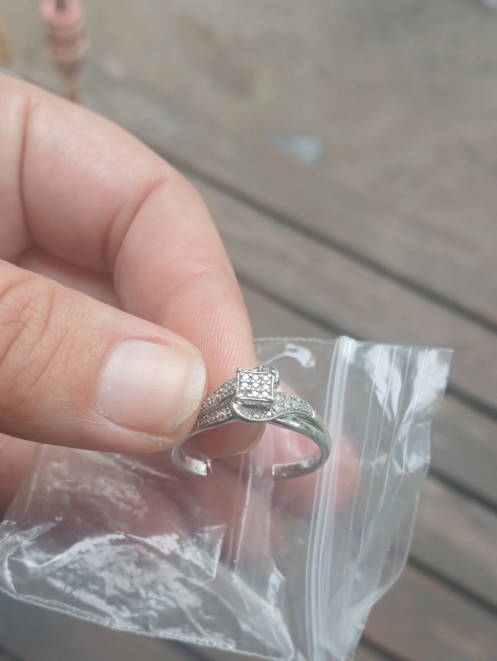 Sterling Silver Diamond Square-Cut Pavé Ring - Silver